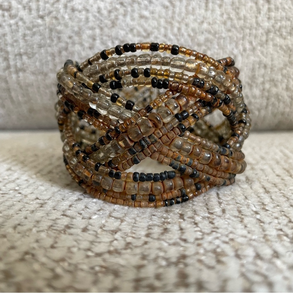 Vintage Beaded Beaded Bracelet in Brown and Black brown - Picture 5 of 8